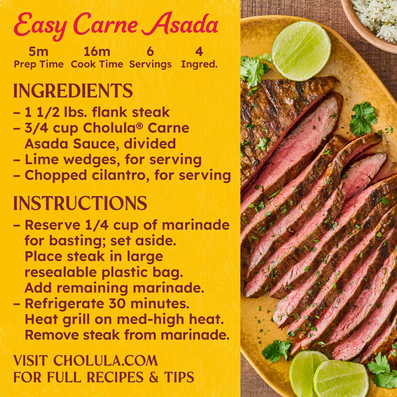 Cholula® Carne Asada Marinade & Cooking Sauce, 12 fl oz - Image 7