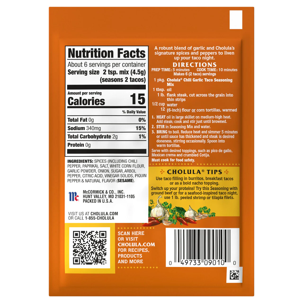Cholula® Chili Garlic Taco - Mild Recipe Mix, 1 oz (6-Pack) - Image 11