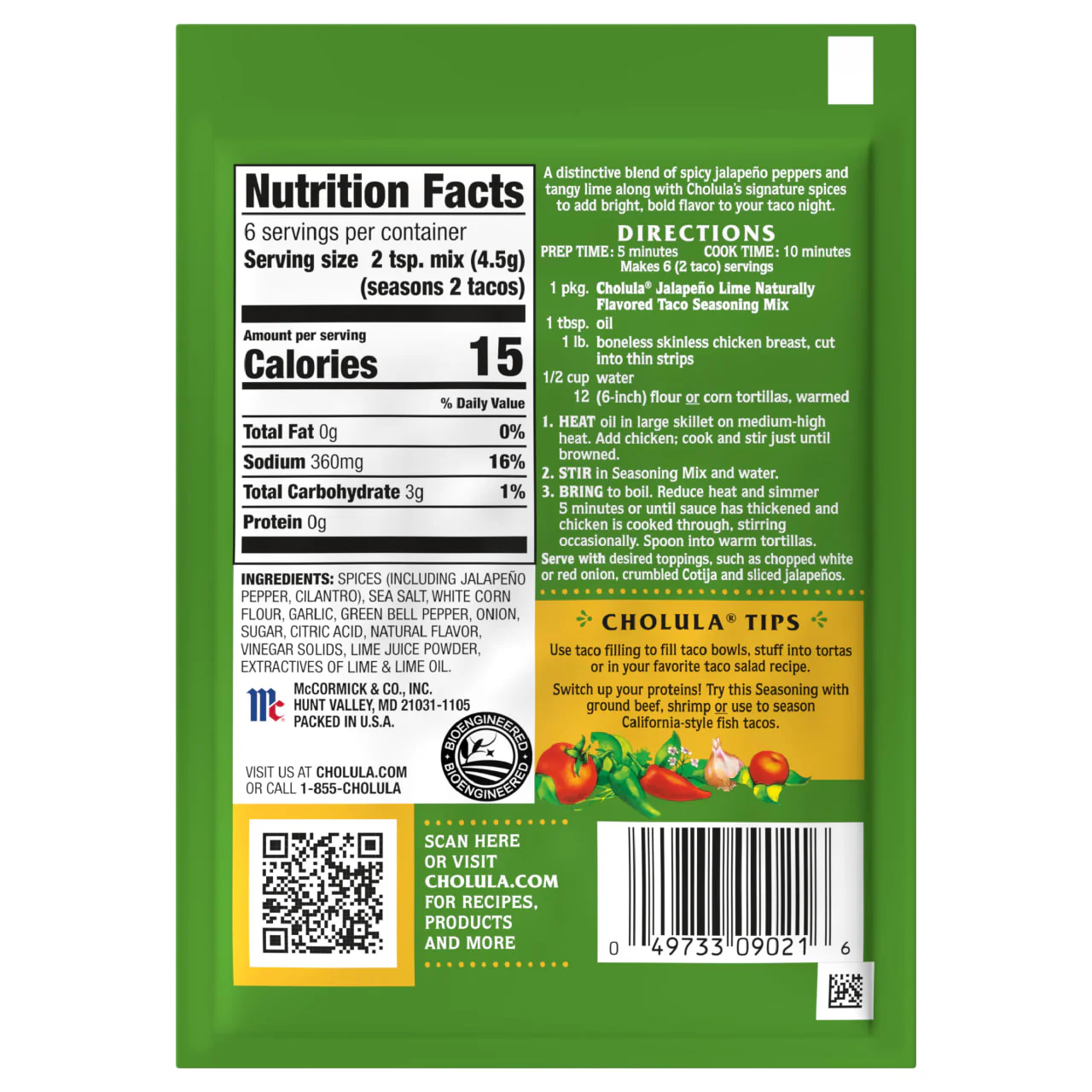Cholula® Jalapeno Lime Seasoning Mix, 1 oz (6-Pack) - Image 10