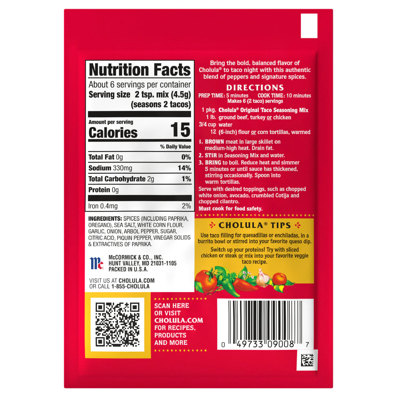 Cholula® Original Taco - Medium Recipe Mix, 1 oz (6-Pack) - Image 11