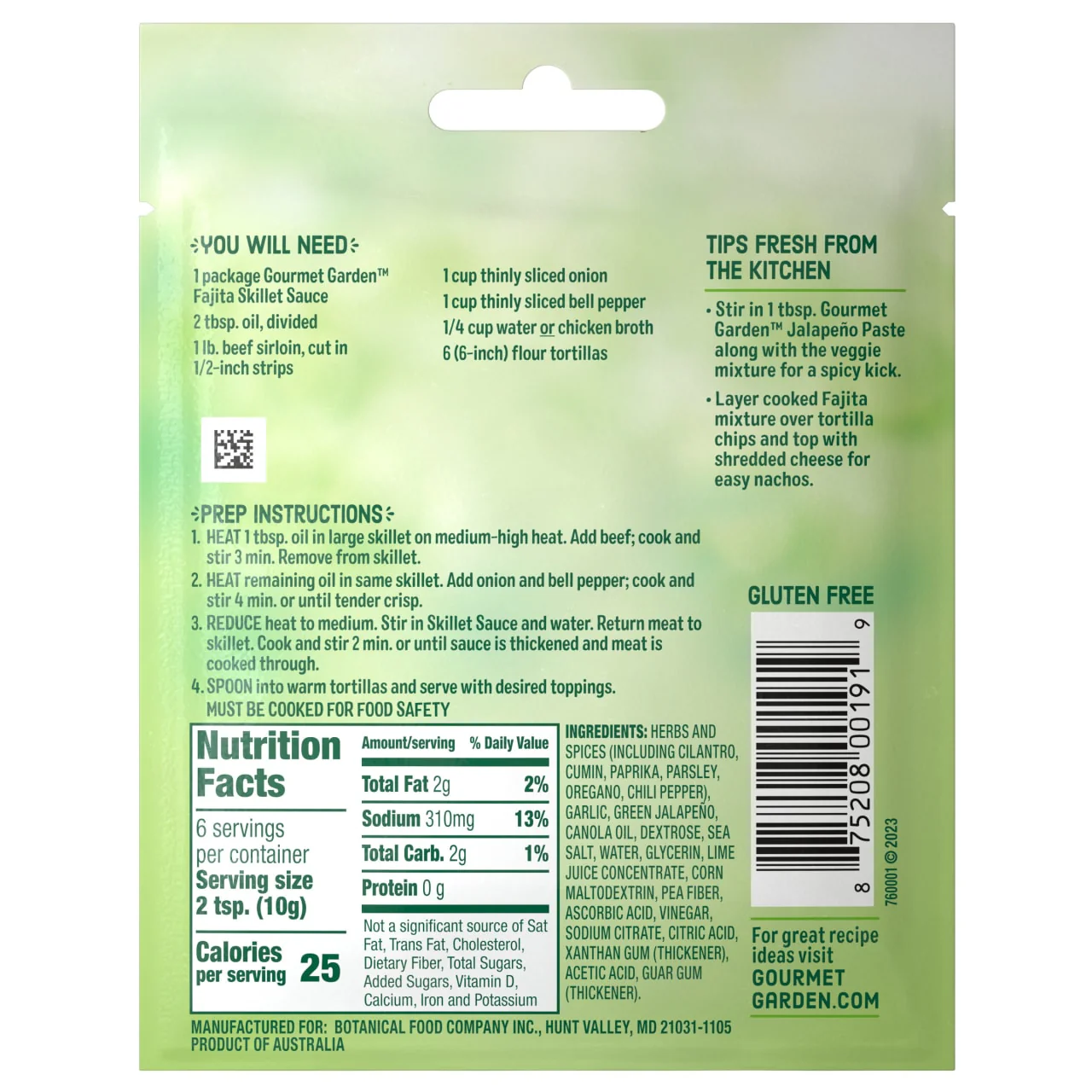 Gourmet Garden™ Fajita Skillet Sauce, 2.12 oz - Image 7