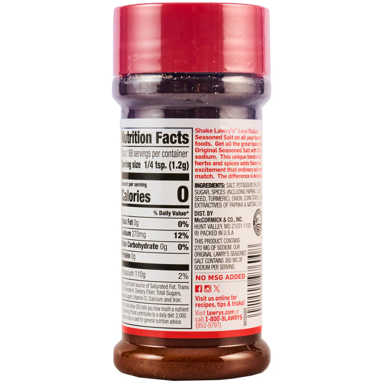 Lawry's® 25% Less Sodium Seasoned Salt, 8 oz - Image 23