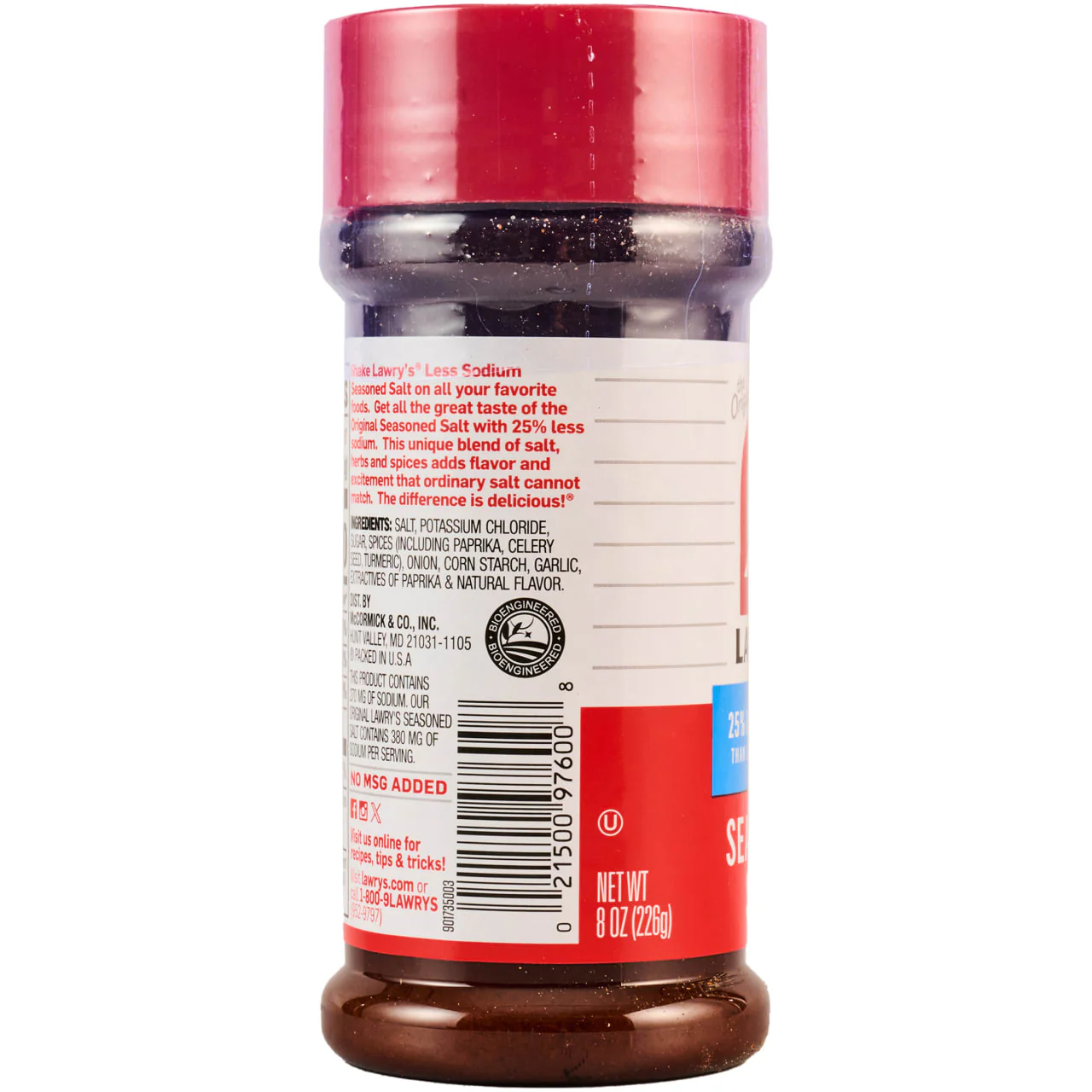 Lawry's® 25% Less Sodium Seasoned Salt, 8 oz - Image 25