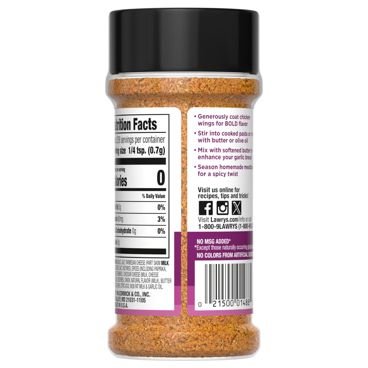 Lawry's® Hot Garlic Parmesan Seasoning, 5.11 oz - Image 10