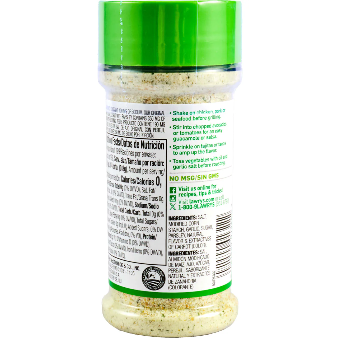 Lawry's® 25% Less Sodium Garlic Salt With Parsley, 5.62 oz - Image 23