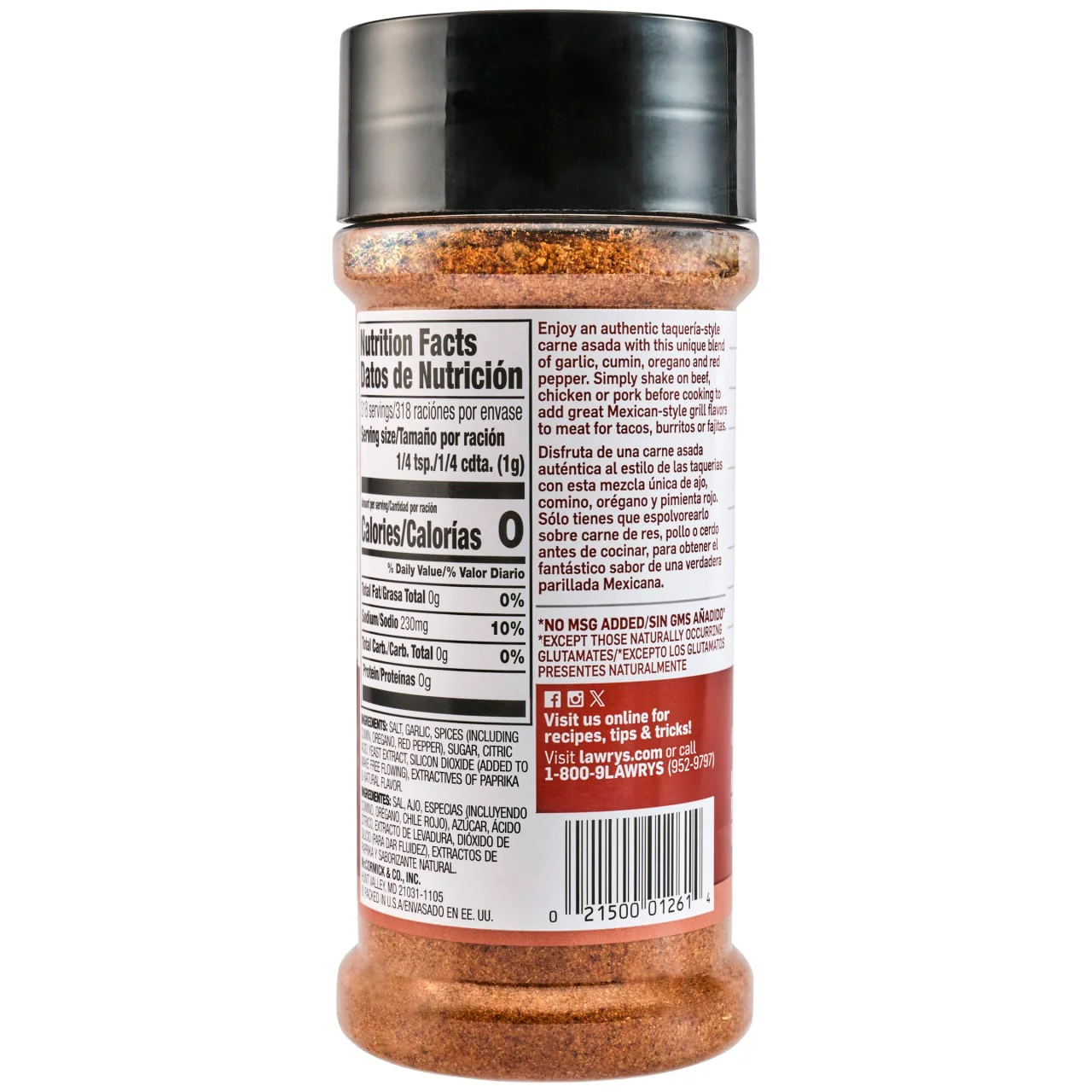 Lawry's® Casero Carne Asada Seasoning, 11.25 oz - Image 8