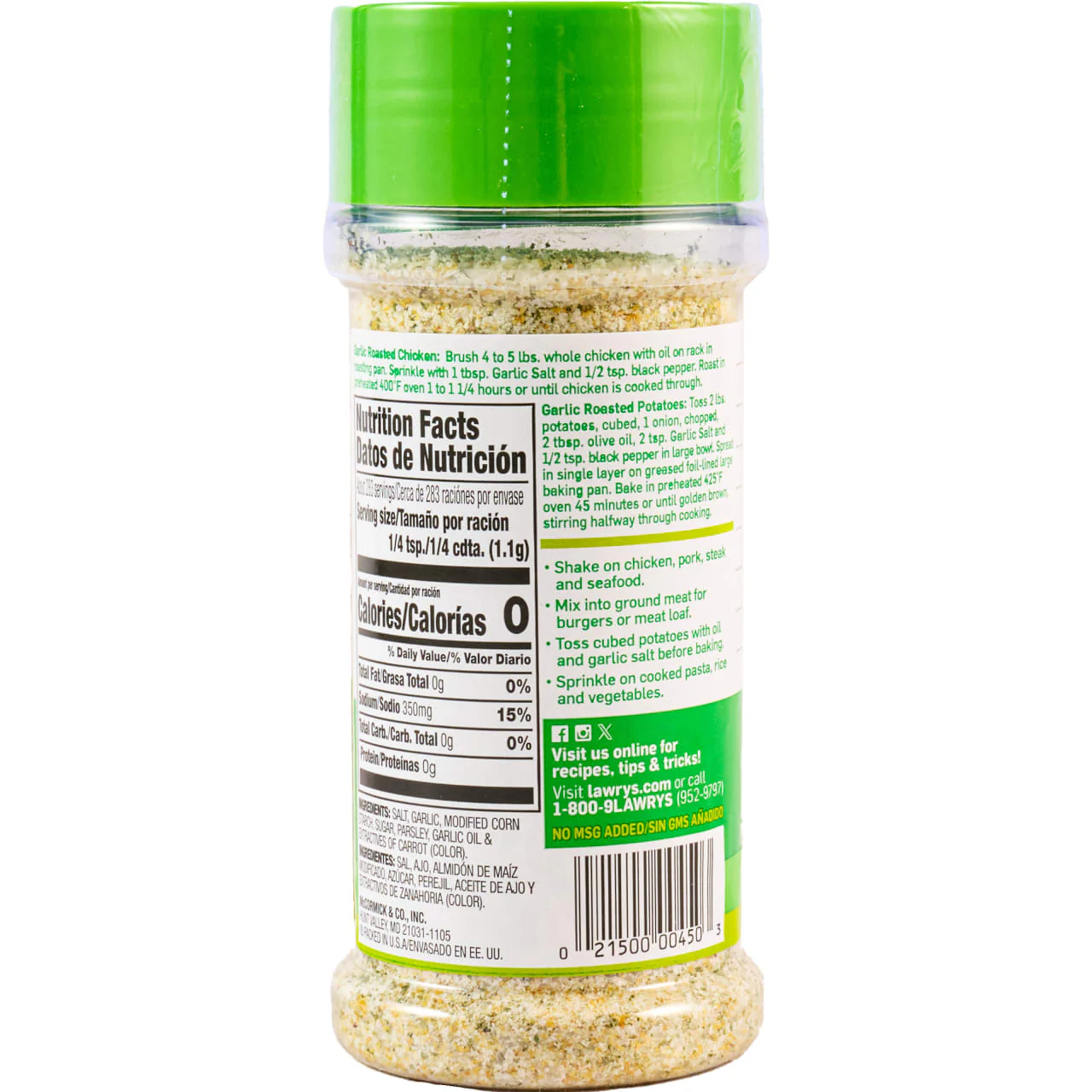 Lawry's® Classic Coarse Ground Garlic Salt, 11 oz - Image 24