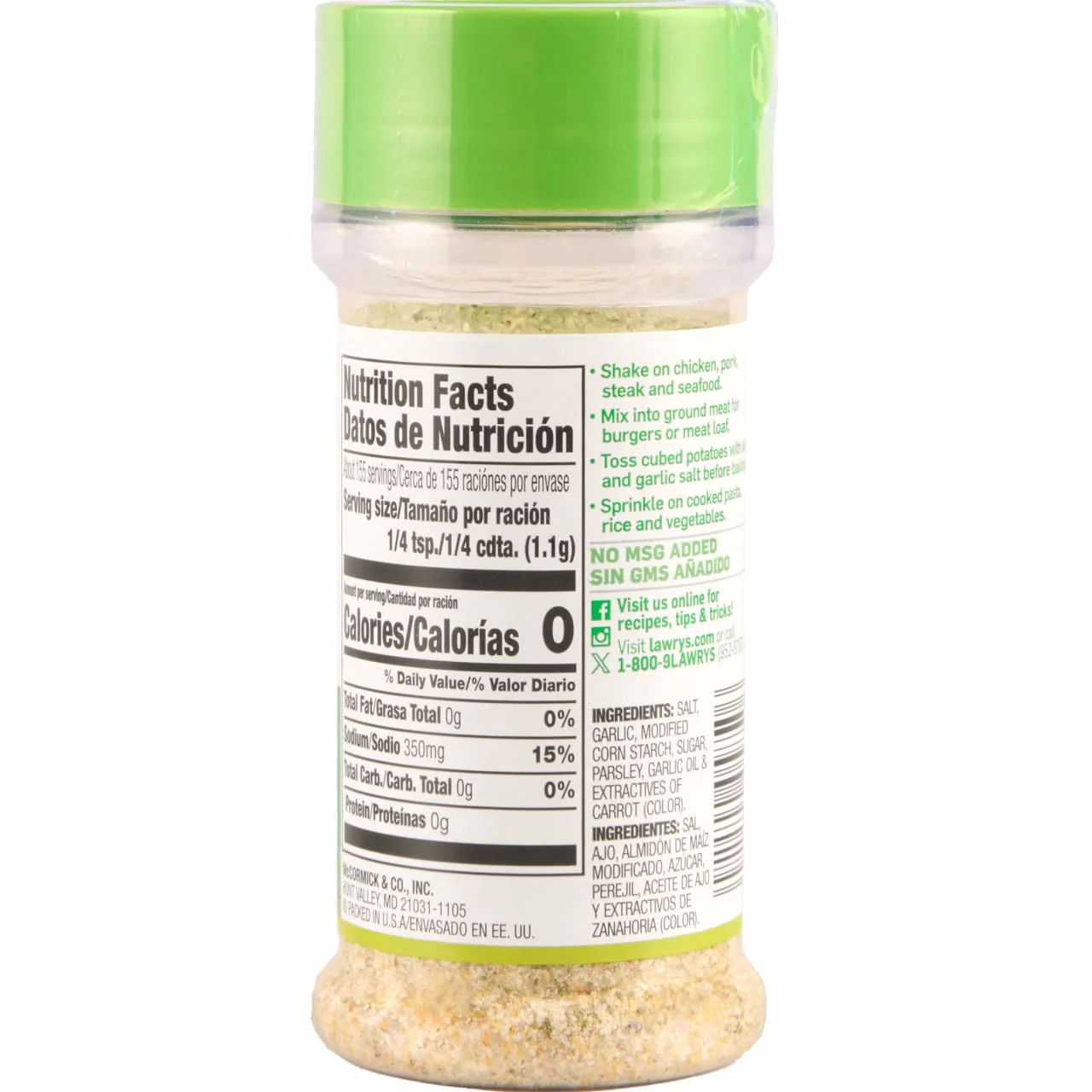 Lawry's® Coarse Ground With Parsley Garlic Salt, 6 oz - Image 24