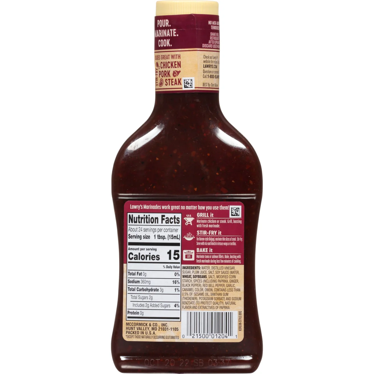 Lawry's® Korean-Style BBQ Marinade, 12 fl oz - Image 6