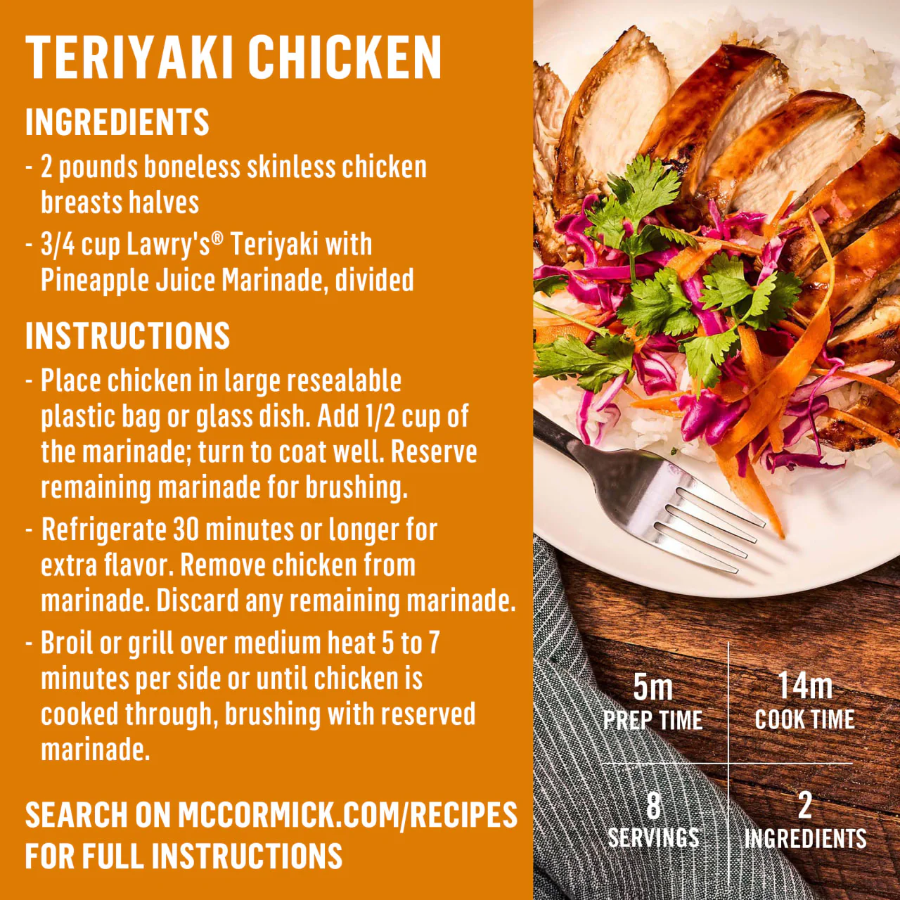 Lawry's® Teriyaki With Pineapple Juice Marinade, 12 fl oz - Image 6