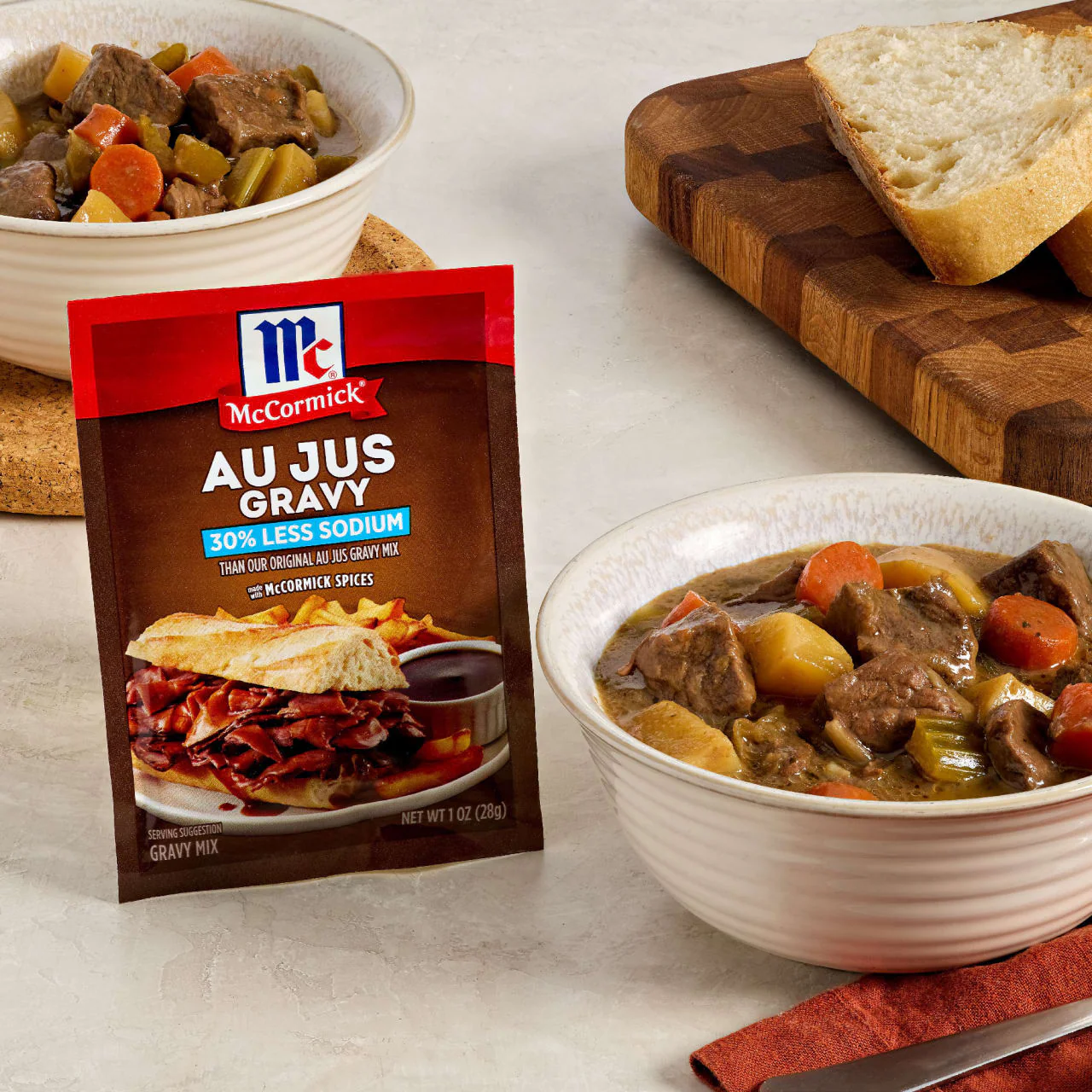 McCormick® Au Jus Gravy, 30% Less Sodium Gravy Mix, 1 oz - Image 13