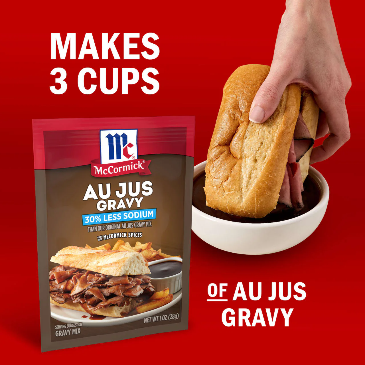 McCormick® Au Jus Gravy, 30% Less Sodium Gravy Mix, 1 oz - Image 14