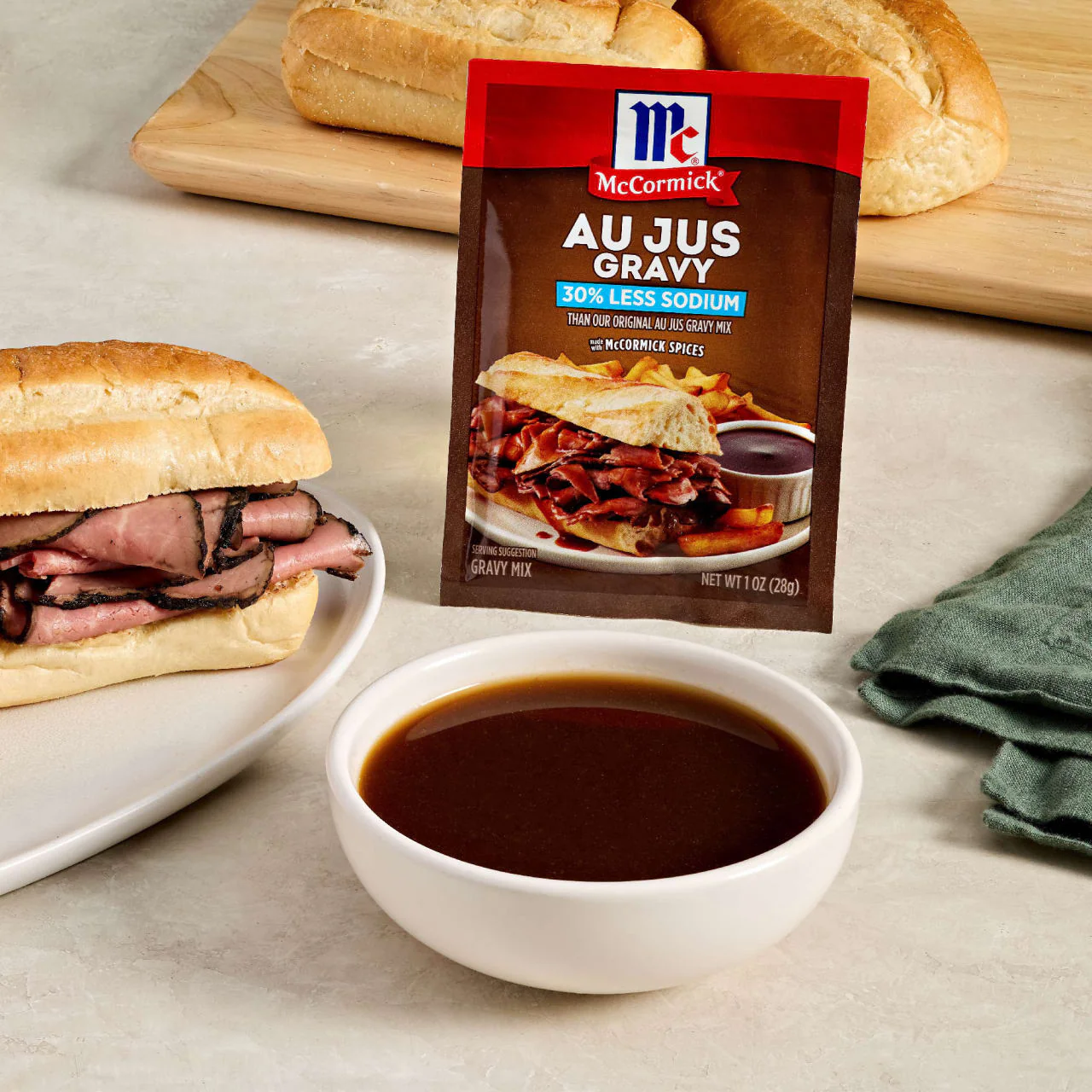 McCormick® Au Jus Gravy, 30% Less Sodium Gravy Mix, 1 oz - Image 16