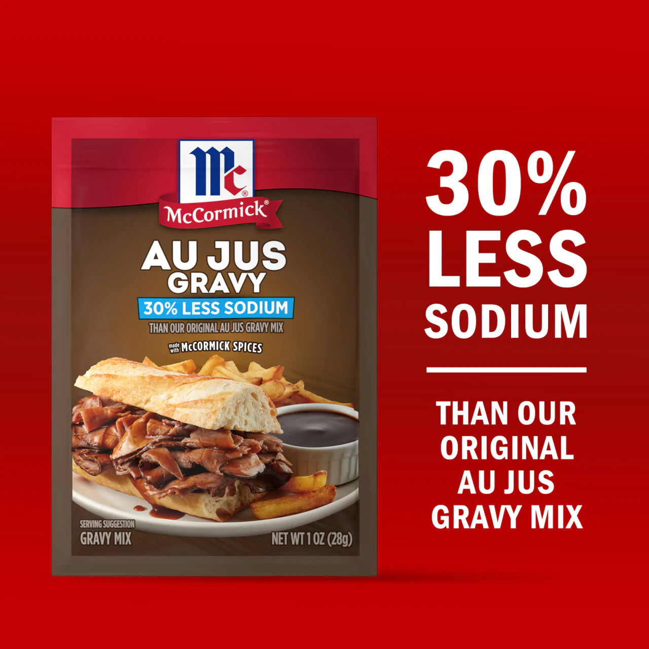 McCormick® Au Jus Gravy, 30% Less Sodium Gravy Mix, 1 oz - Image 17