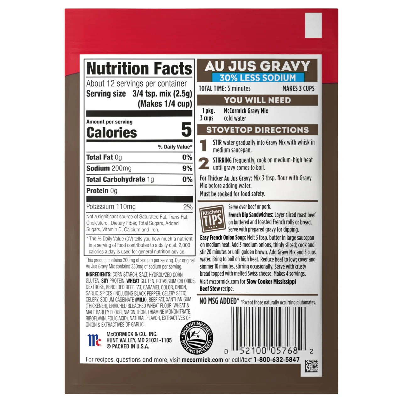 McCormick® Au Jus Gravy, 30% Less Sodium Gravy Mix, 1 oz - Image 21
