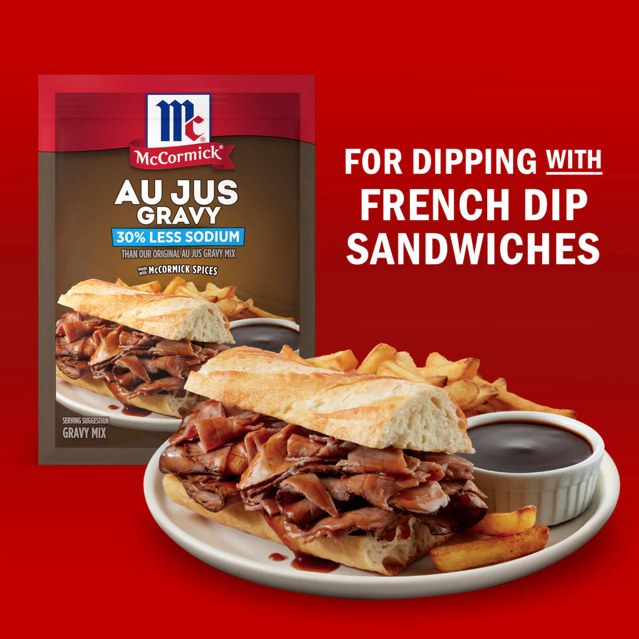 McCormick® Au Jus Gravy, 30% Less Sodium Gravy Mix, 1 oz - Image 4
