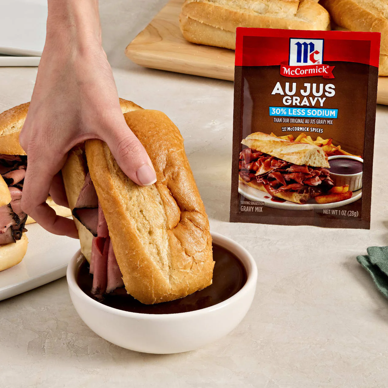 McCormick® Au Jus Gravy, 30% Less Sodium Gravy Mix, 1 oz - Image 5