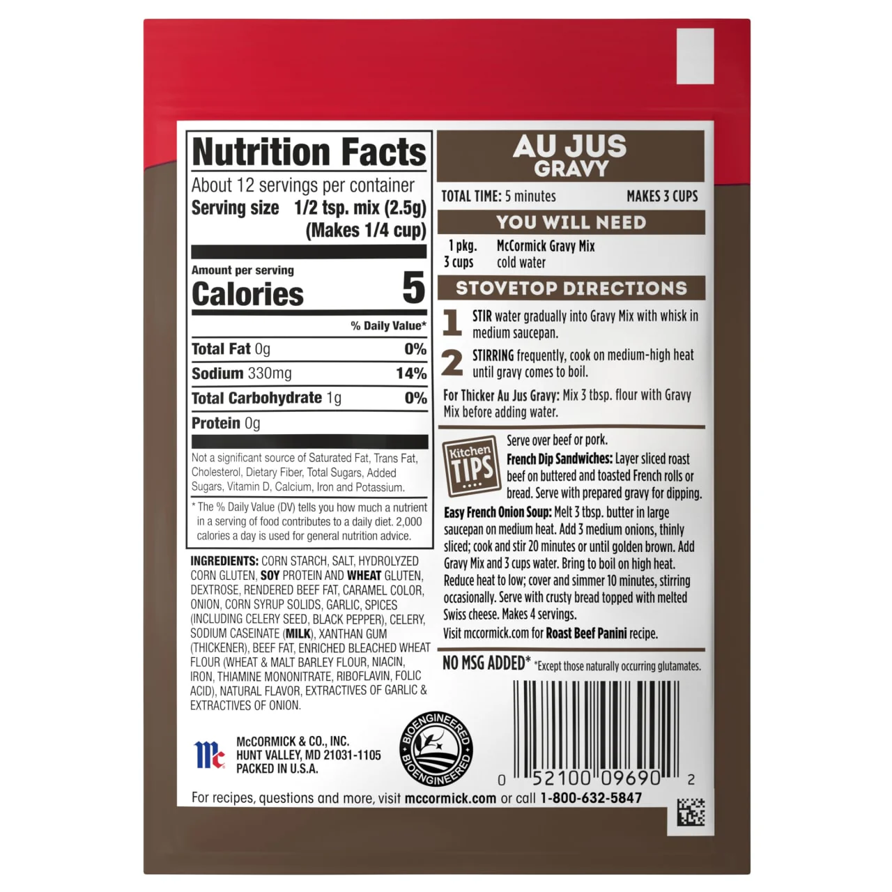 McCormick® Au Jus Gravy Seasoning Mix, 1 oz (6-Pack) - Image 22
