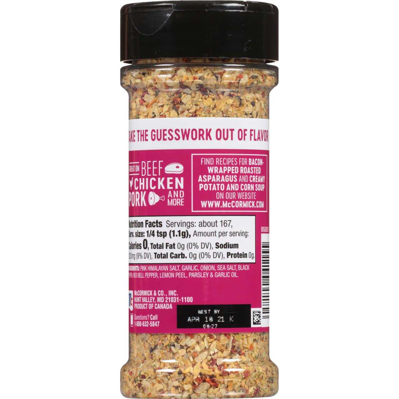 McCormick® Himalayan Pink Salt with Black Pepper and Garlic All Purpose Seasoning, 6.5 oz - Image 9