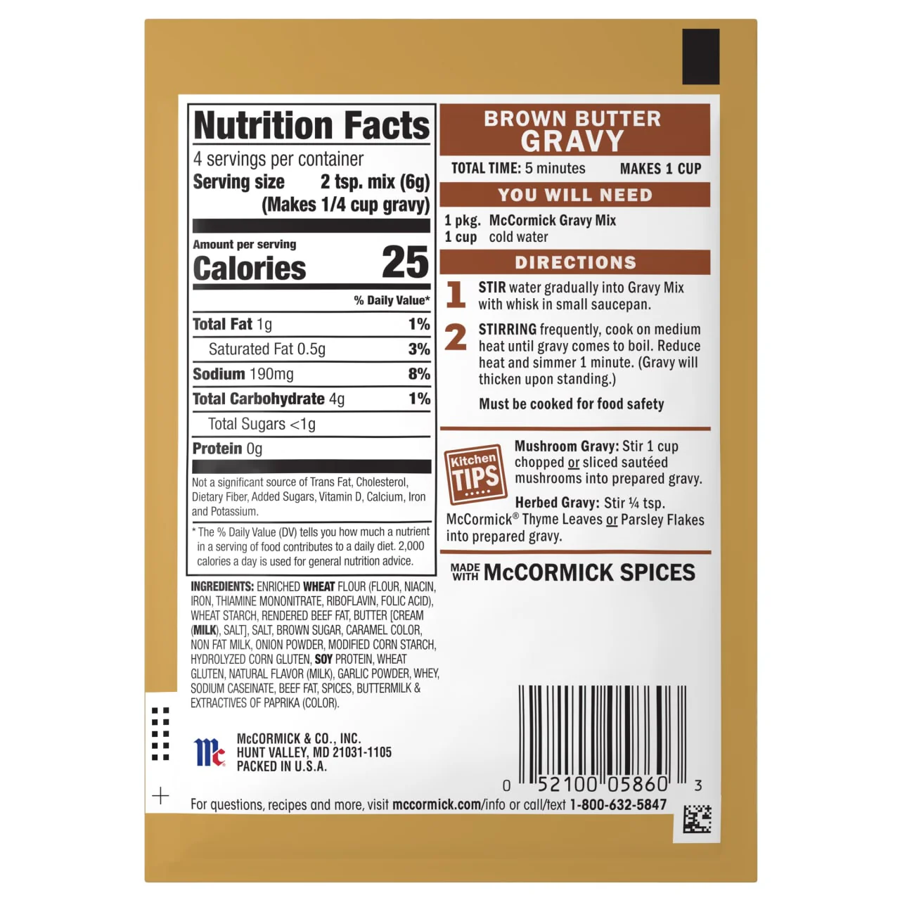 McCormick® Brown Butter Gravy Seasoning Mix, 0.87 oz (6-Pack) - Image 20