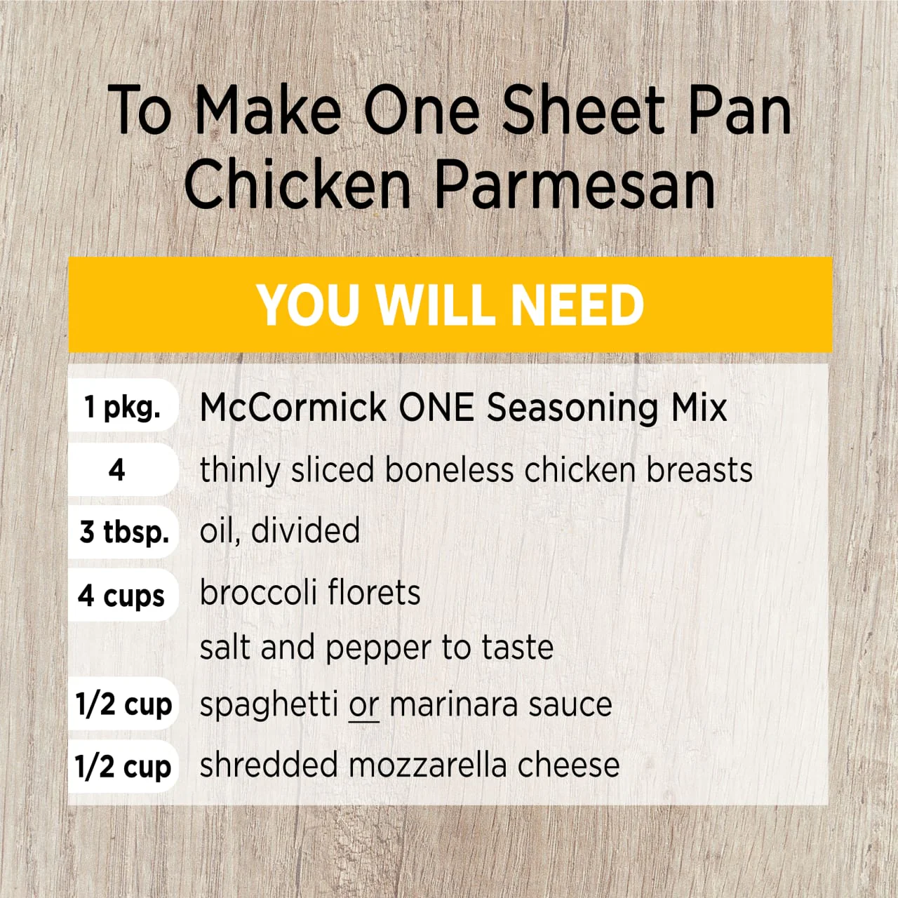 McCormick® Chicken Parmesan One Sheet Pan Seasoning Mix, 1.5 oz - Image 3