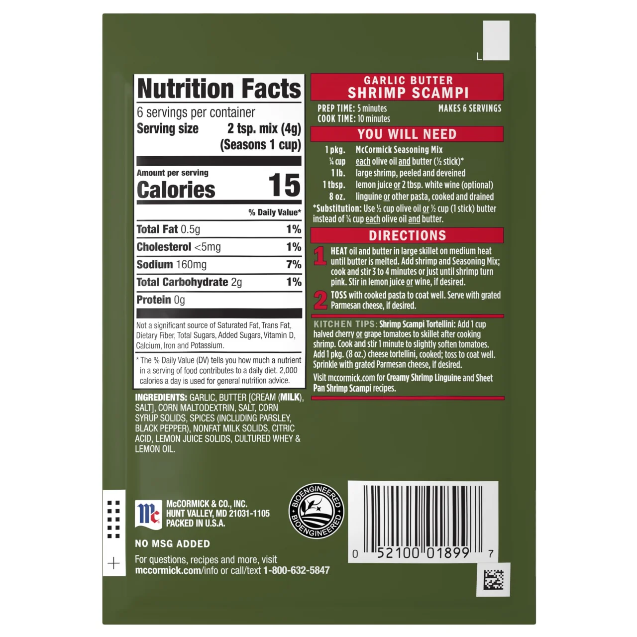 McCormick® Garlic Butter Shrimp Scampi, 0.87 oz (6-Pack) - Image 8