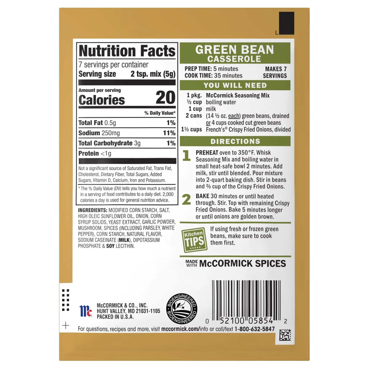 McCormick® Green Bean Casserole Seasoning Mix, 1.25 oz (6-Pack) - Image 20
