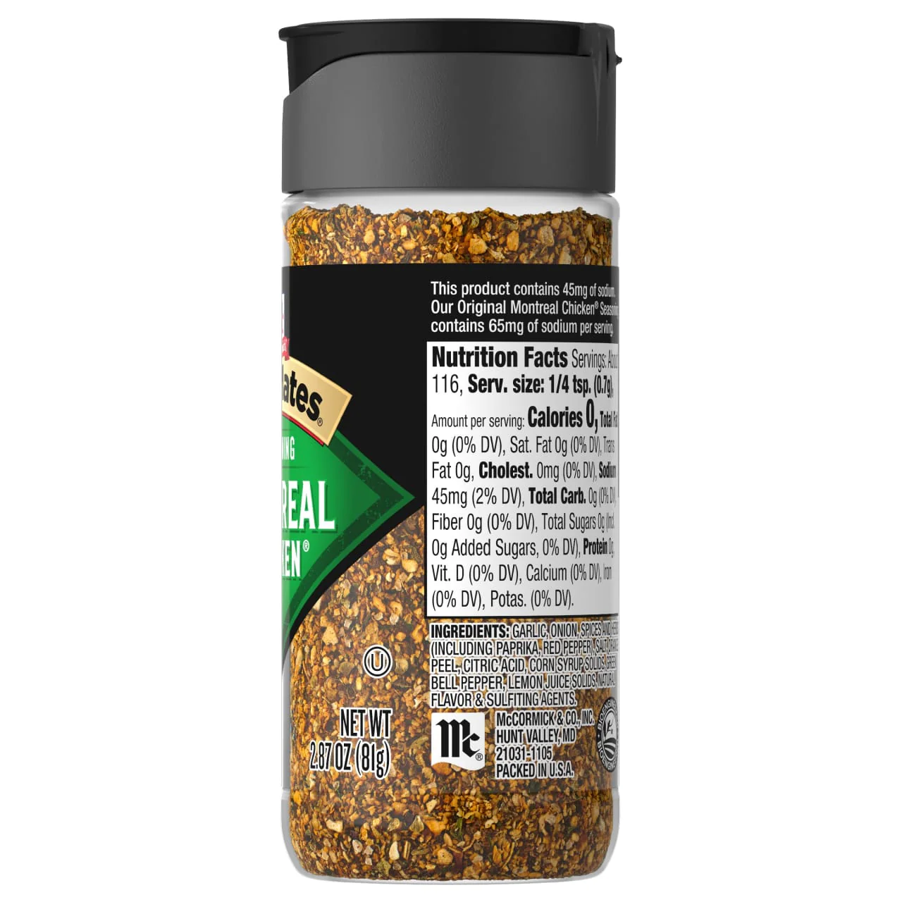 McCormick® Grill Mates® 25% Less Sodium Montreal Chicken Seasoning, 2.87 oz - Image 8