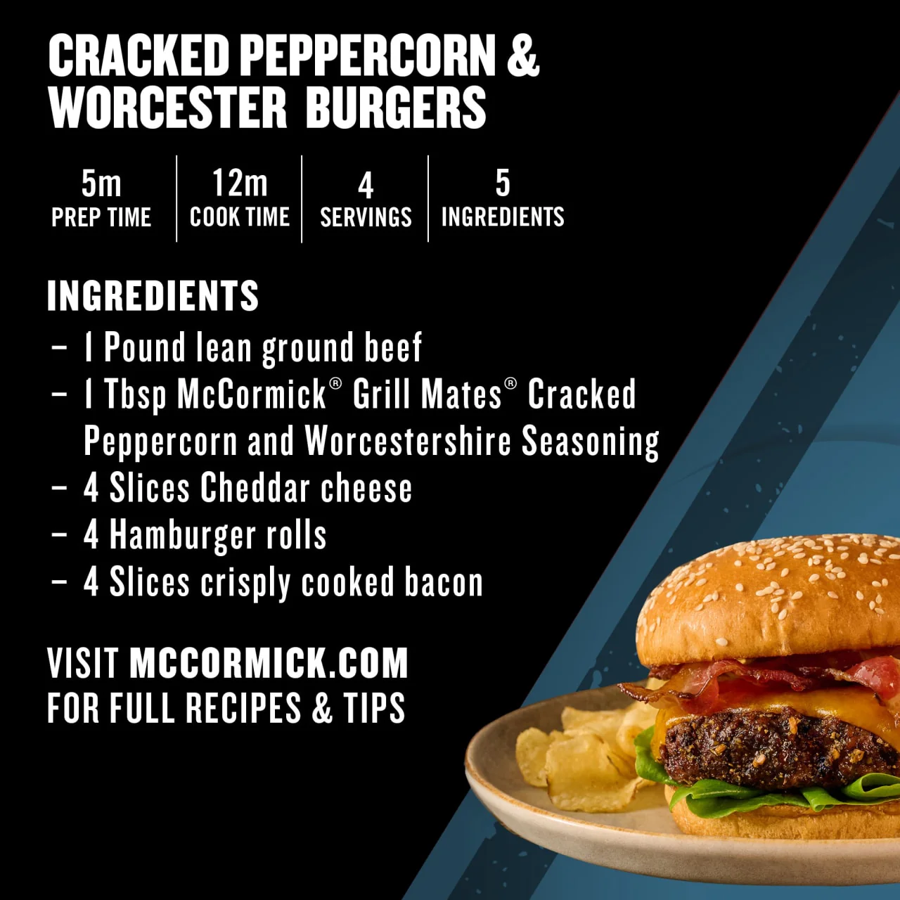 McCormick® GRILL MATES® Cracked Peppercorn & Worcestershire Seasoning, 2.75 oz - Image 6