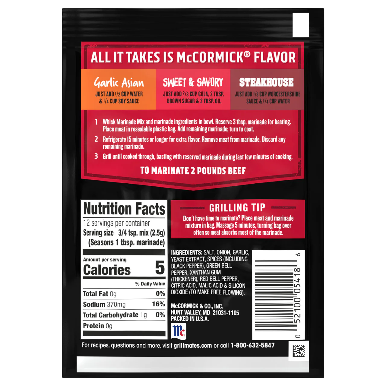 McCormick® Grill Mates® Griller's Choice Beef Marinade Mix, 1.12 oz (6-Pack) - Image 9