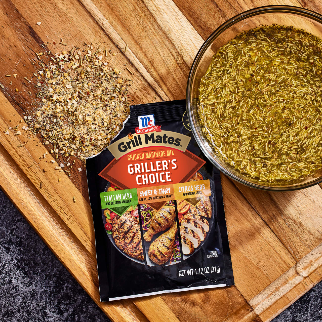 McCormick® Grill Mates® Griller's Choice Chicken Marinade Mix, 1.12 oz (6-Pack) - Image 2