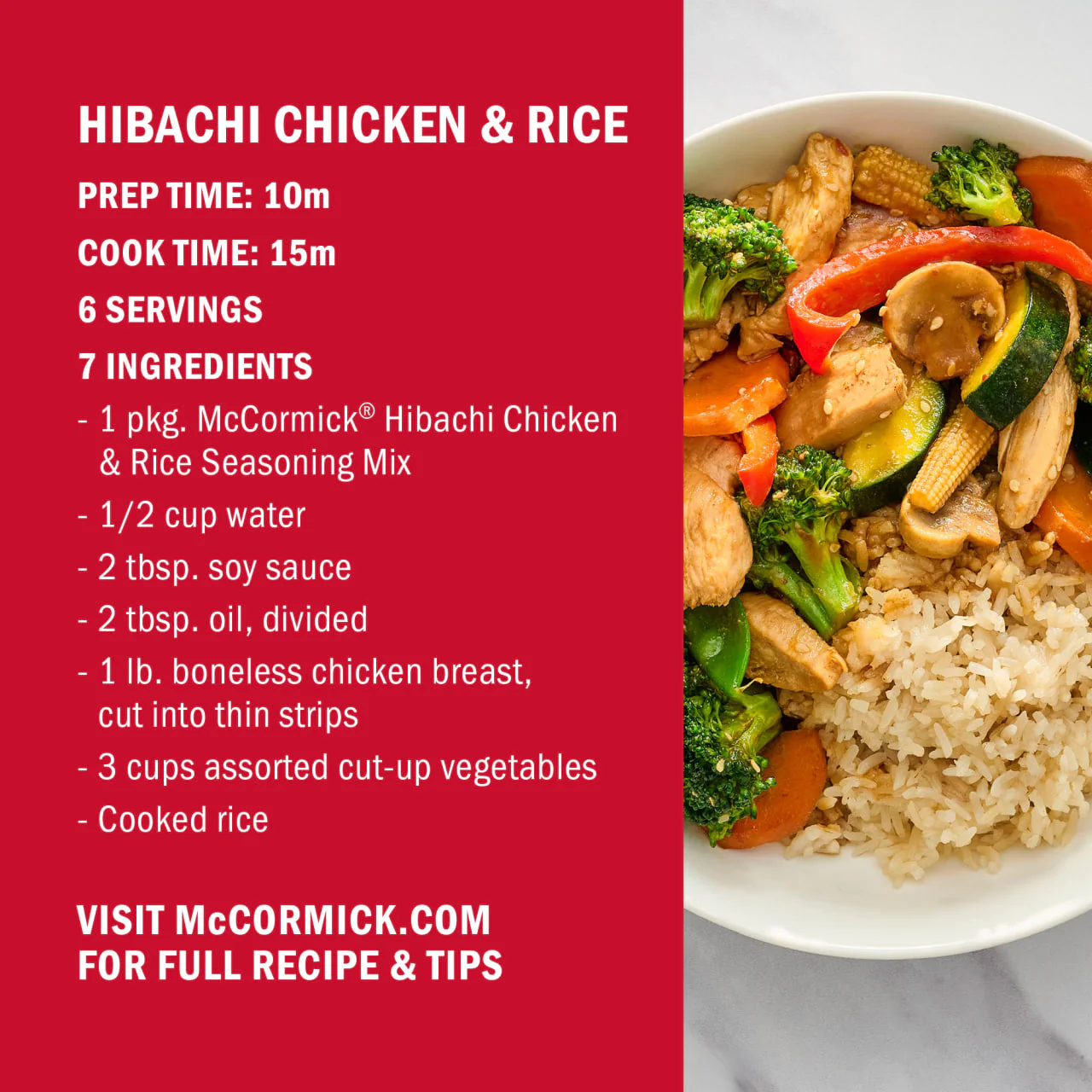 McCormick® Hibachi Chicken & Rice Seasoning Mix, 1.0 oz (6-Pack) - Image 6