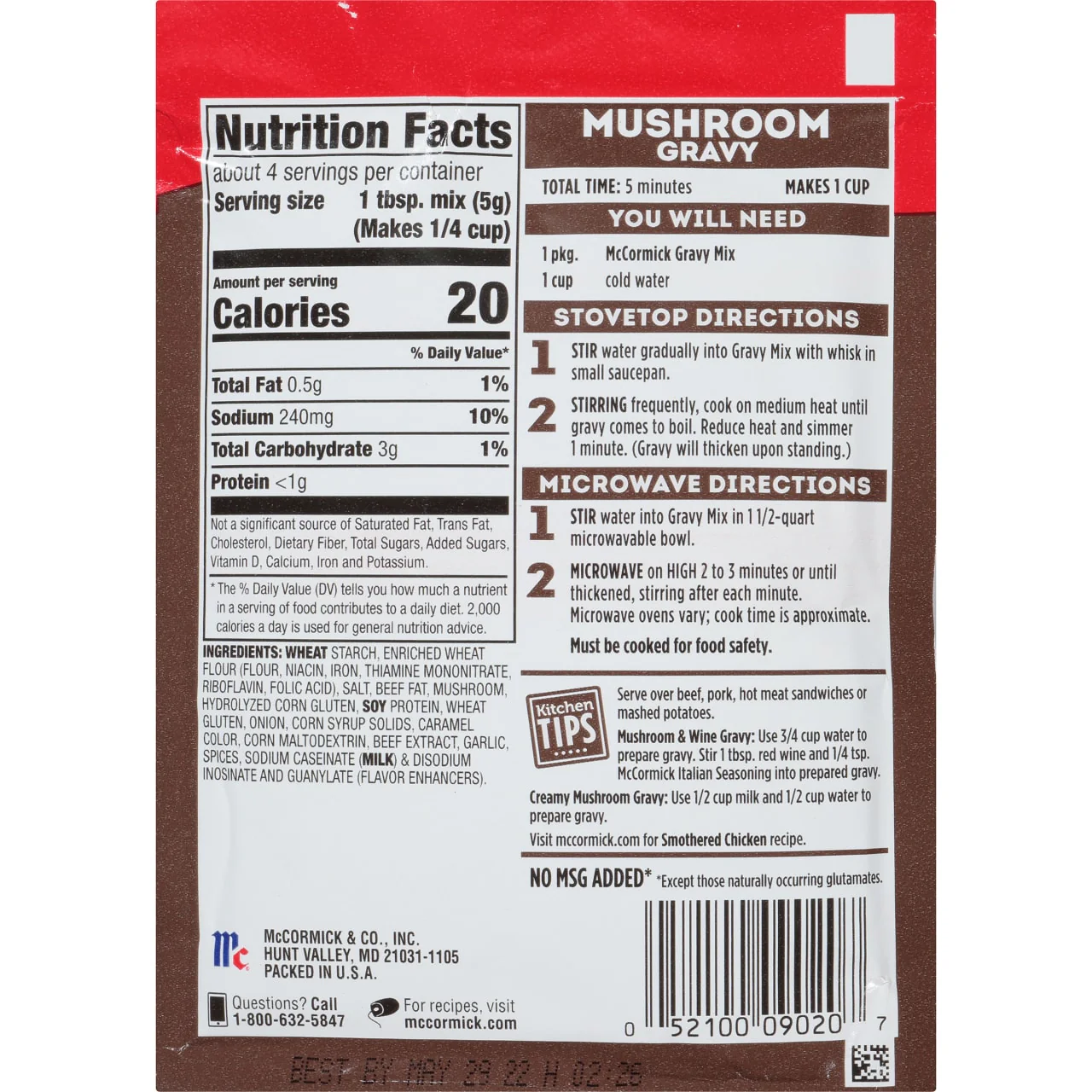 McCormick® Mushroom Gravy Mix, 0.75 oz (6-Pack) - Image 8