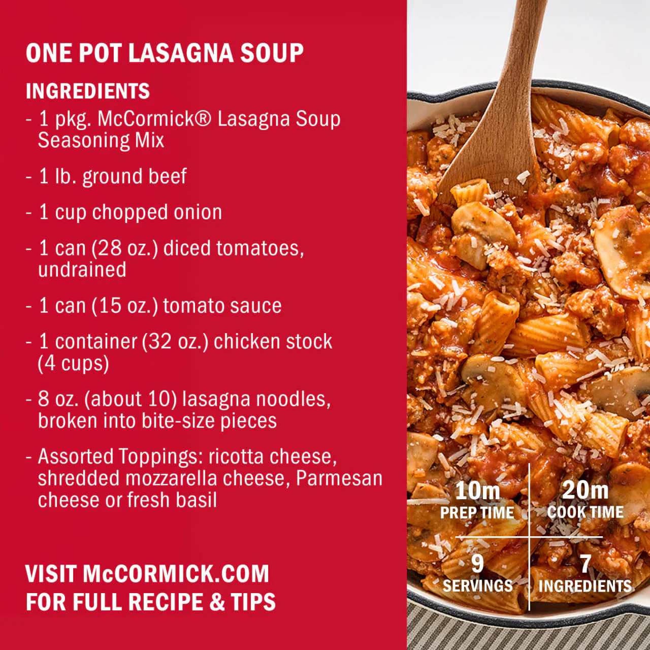 McCormick® One Pot Lasagna Soup Seasoning Mix, 1.5 oz - Image 6