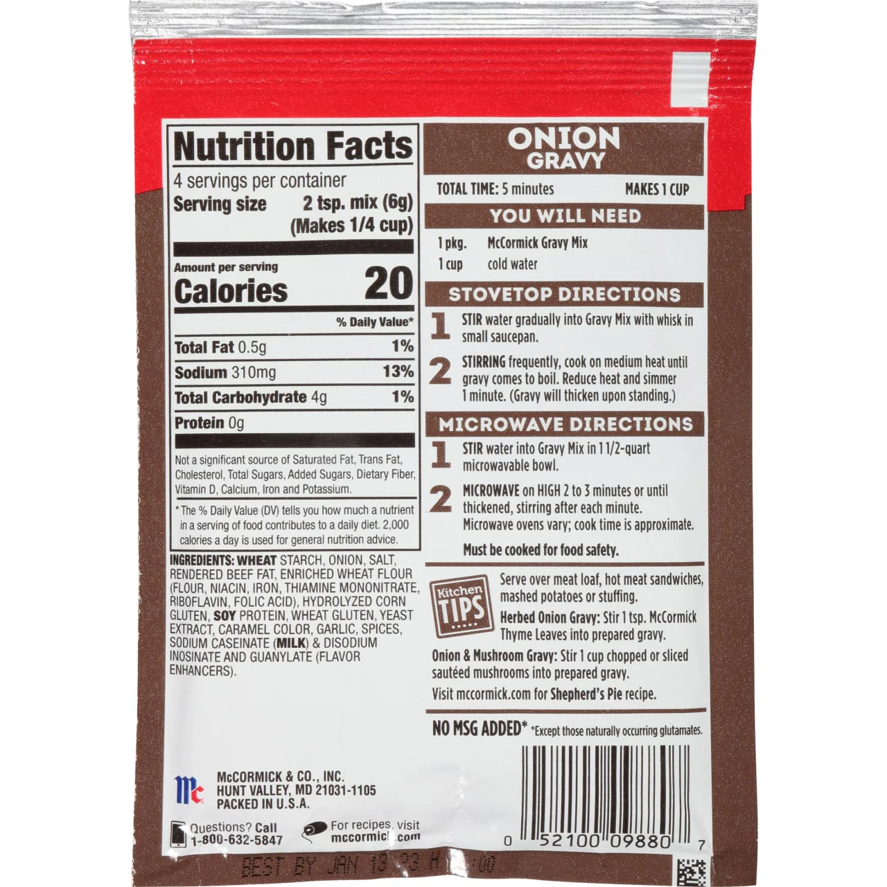 McCormick® Onion Gravy Seasoning Mix, 0.87 oz (6-Pack) - Image 10