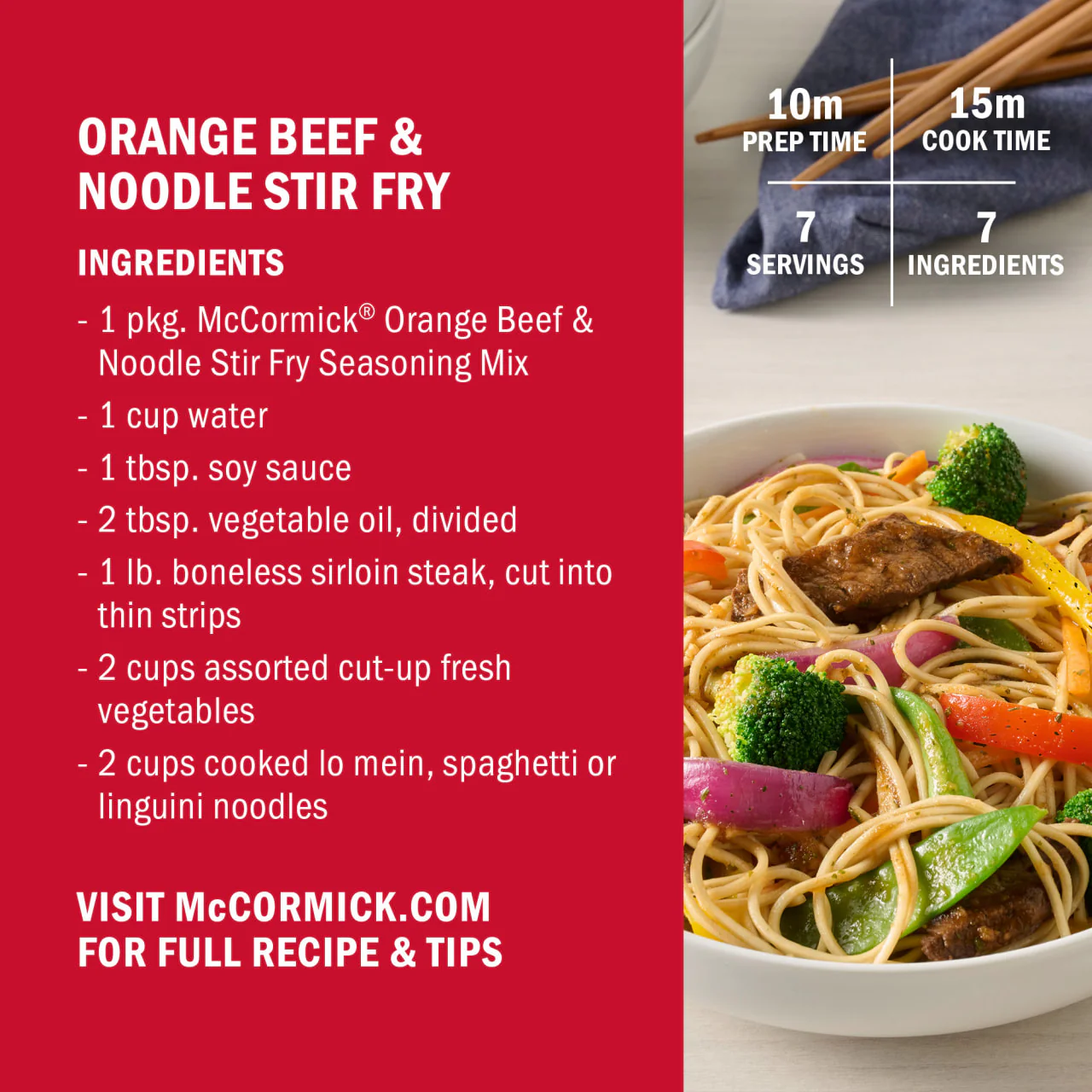 McCormick® Orange Beef & Noodle Stir Fry Seasoning Mix, 1.25 oz - Image 6