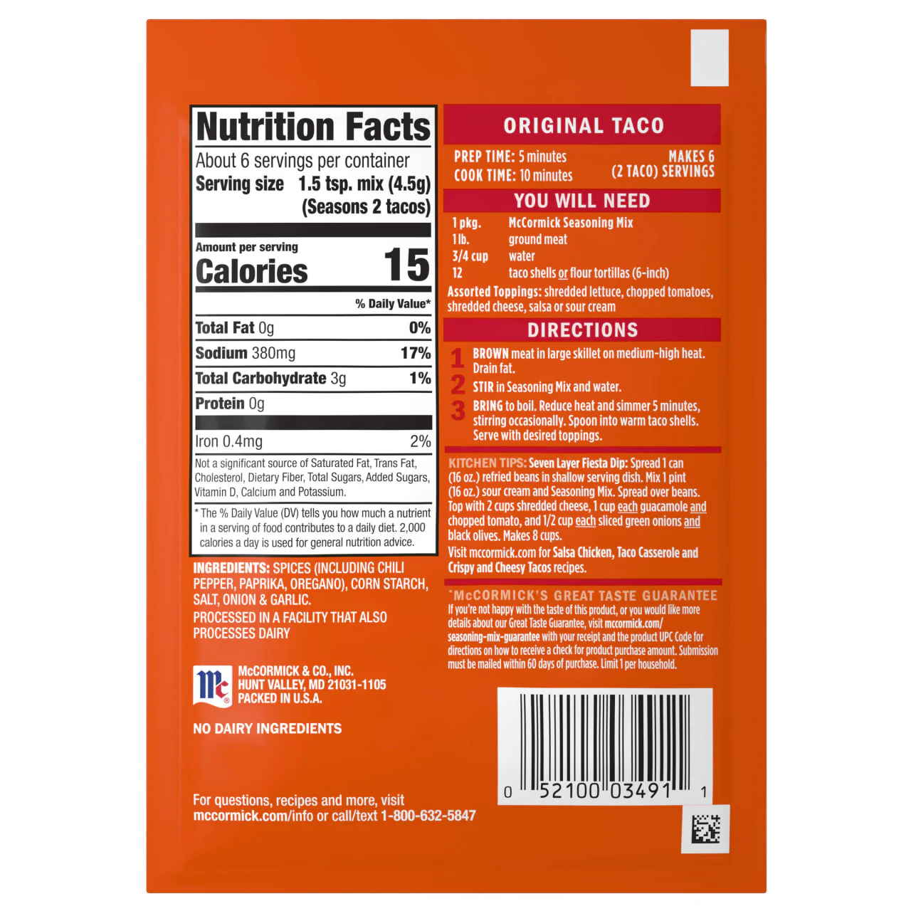 McCormick® Original Taco Seasoning Mix, 1 oz (6-Pack) - Image 22