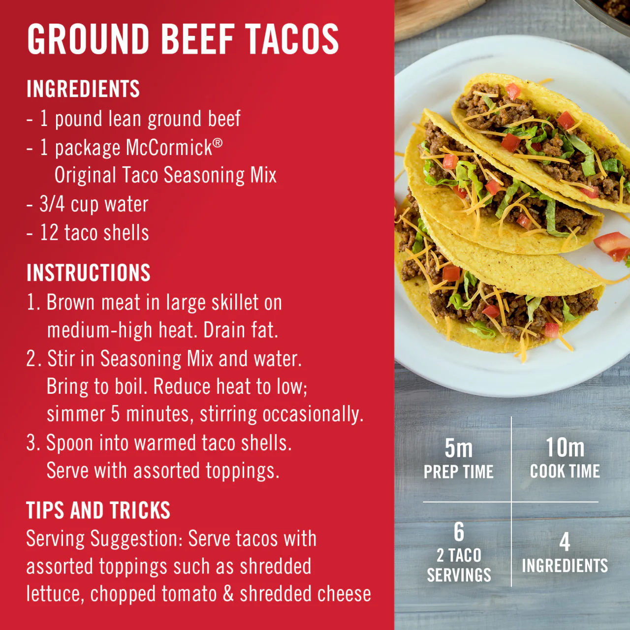 McCormick® Original Taco Seasoning Mix, 1 oz (6-Pack) - Image 6