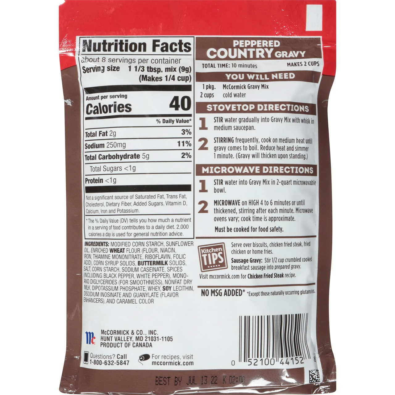 McCormick® Peppered Country Gravy Mix, 2.64 oz (6-Pack) - Image 8