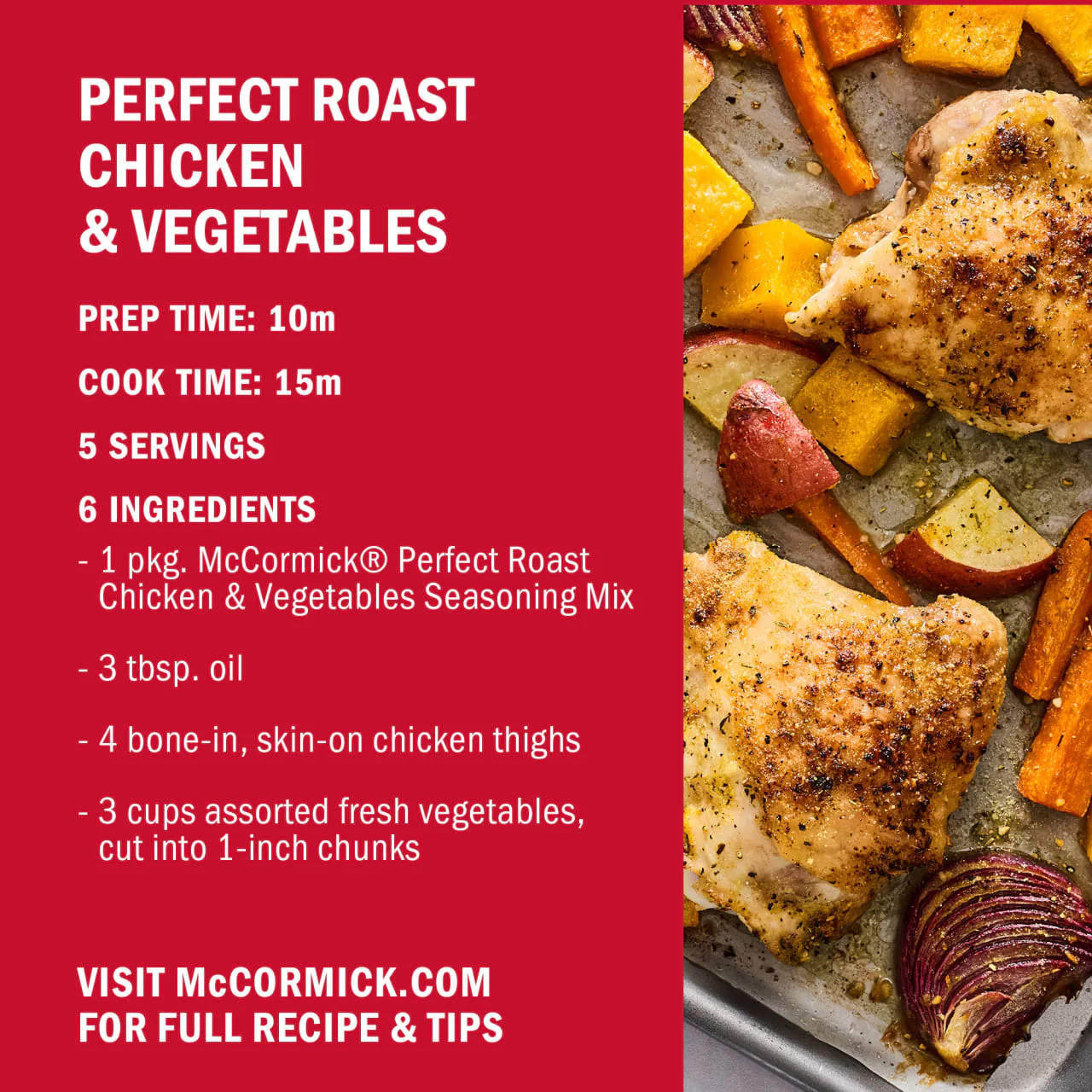 McCormick® Perfect Roast Chicken & Vegetables Seasoning Mix, 1.0 oz - Image 6
