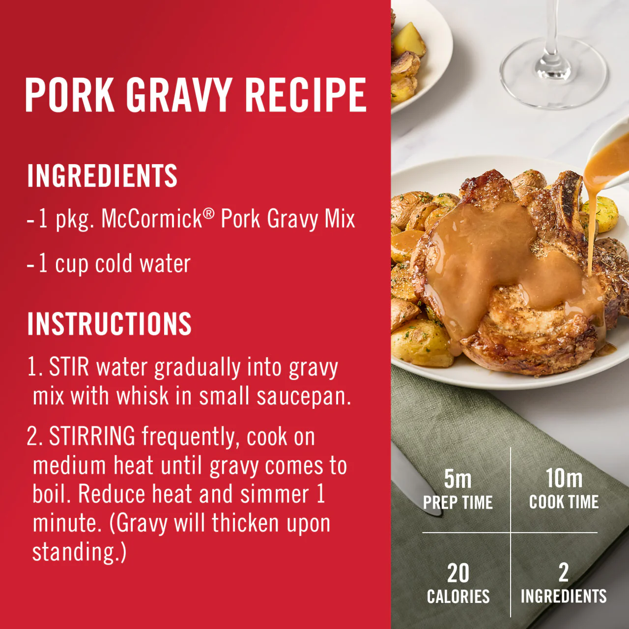 McCormick® Pork Gravy Seasoning Mix, 0.87 oz (6-Pack) - Image 6