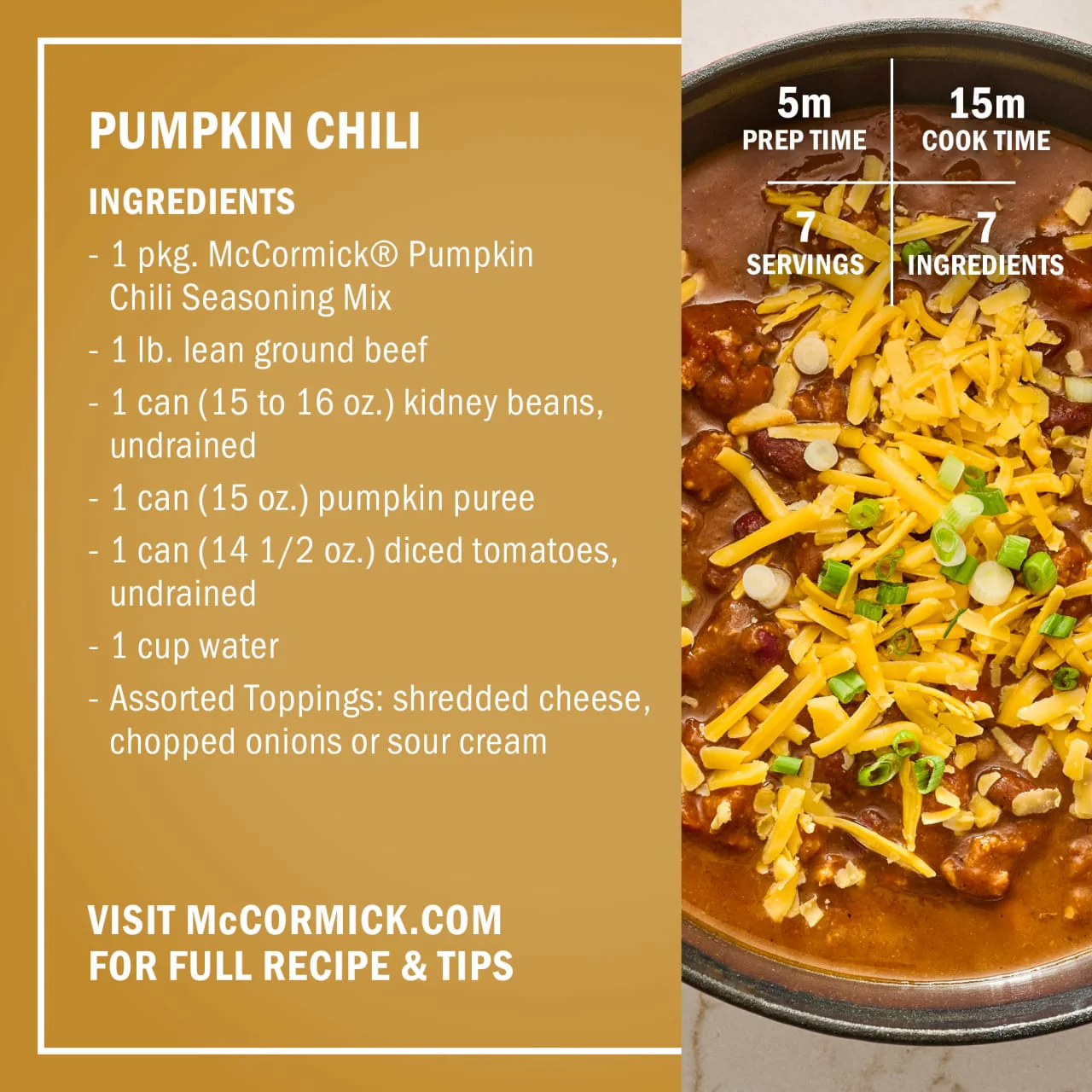 McCormick® Pumpkin Chili Seasoning Mix, 1.25 oz (6-Pack) - Image 6