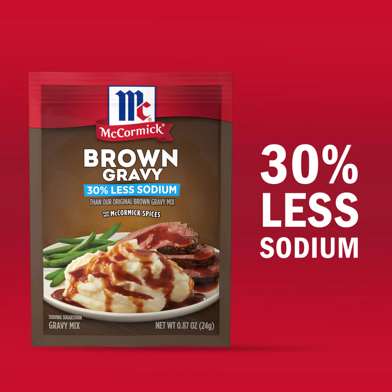 McCormick® 30% Less Sodium Brown Gravy Seasoning Mix, 0.87 oz - Image 14