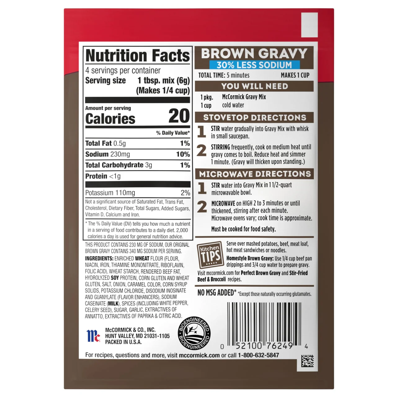 McCormick® 30% Less Sodium Brown Gravy Seasoning Mix, 0.87 oz - Image 22