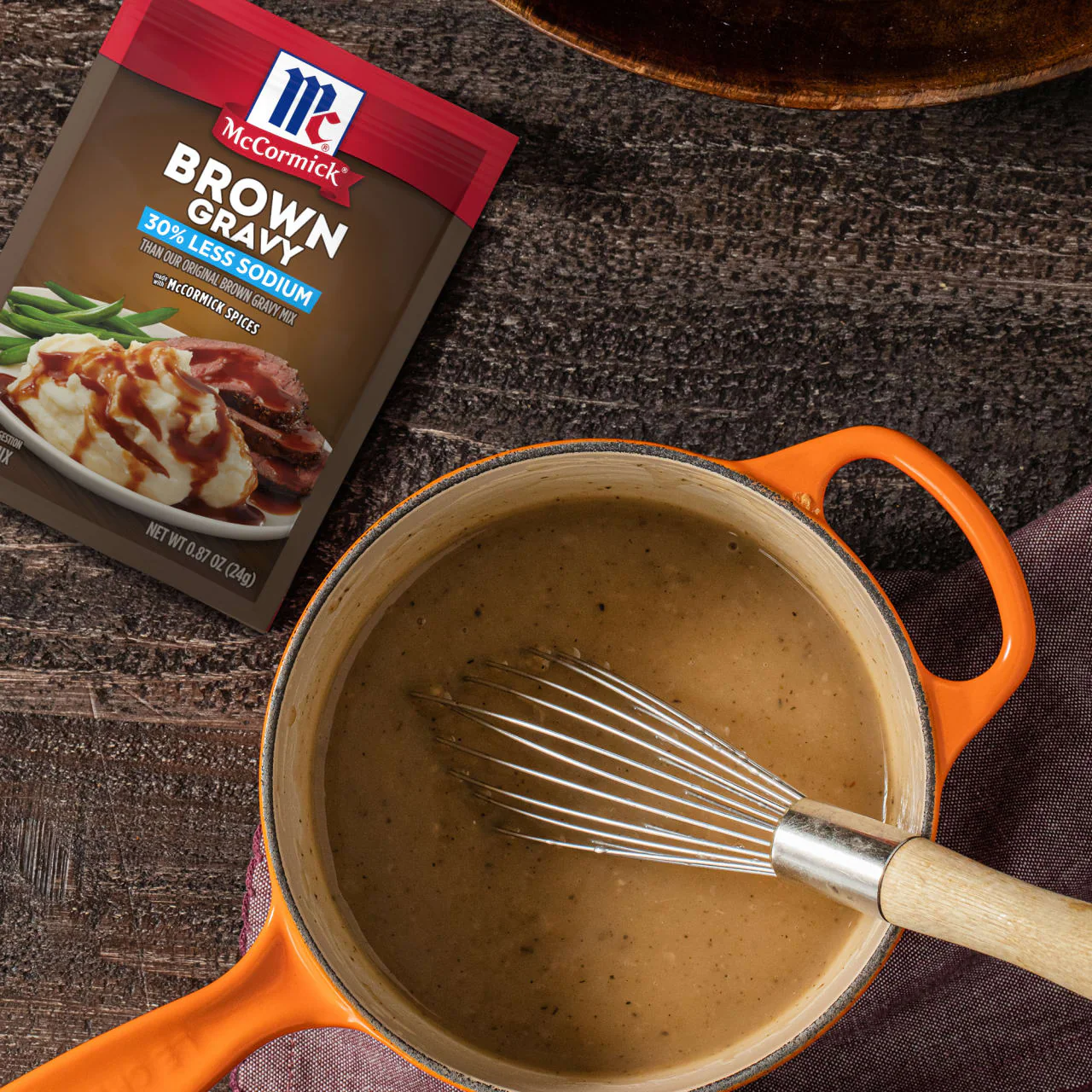McCormick® 30% Less Sodium Brown Gravy Seasoning Mix, 0.87 oz - Image 5