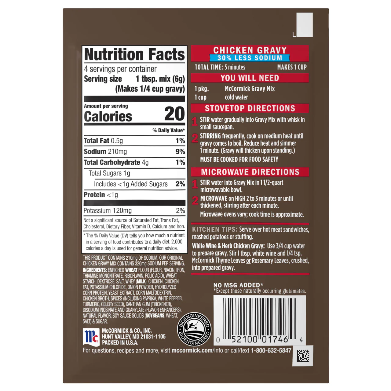McCormick® 30% Less Sodium Chicken Gravy Mix, 0.87 oz - Image 19