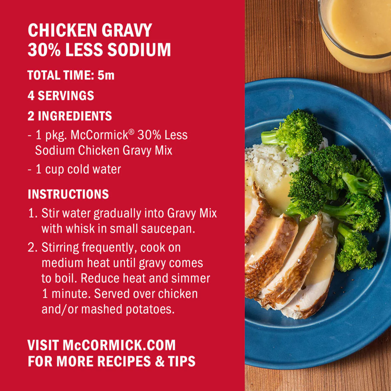 McCormick® 30% Less Sodium Chicken Gravy Mix, 0.87 oz - Image 7