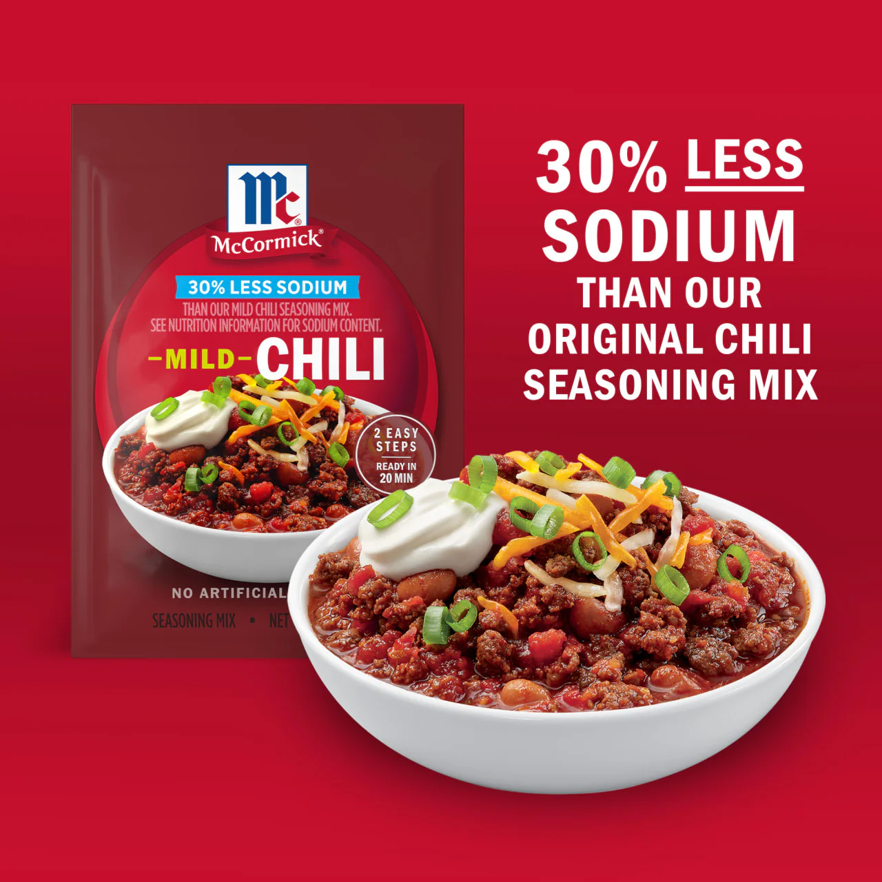 McCormick® 30% Less Sodium Chili Mild Seasoning Mix, 1.25 oz - Image 14