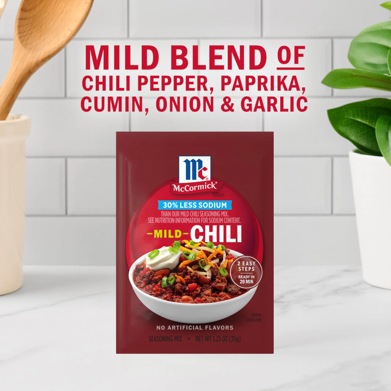 McCormick® 30% Less Sodium Chili Mild Seasoning Mix, 1.25 oz - Image 4