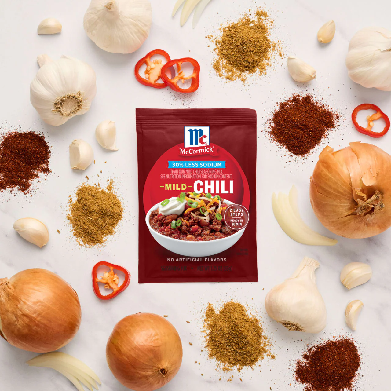 McCormick® 30% Less Sodium Chili Mild Seasoning Mix, 1.25 oz - Image 8
